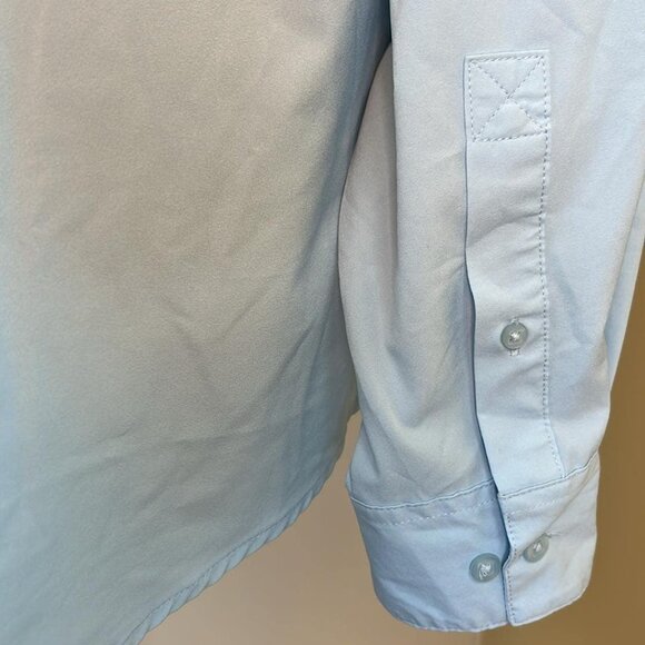 World Wide Sportsman Men's Fishing Shirt XL Long Sleeve Solid Blue Pockets Fish - Picture 9 of 13